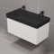 Modern Double Bathroom Vanity With Black Sink, Wall Mount, 40